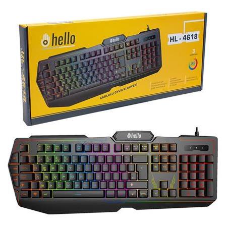 Hello HL-4618 3 Makro Tuşlu 3 Renk Işıklı Kablolu Gaming Oyuncu Klavye